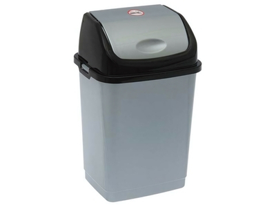 Ведро для мусора 8л "Камелия" серебр.перл/черный