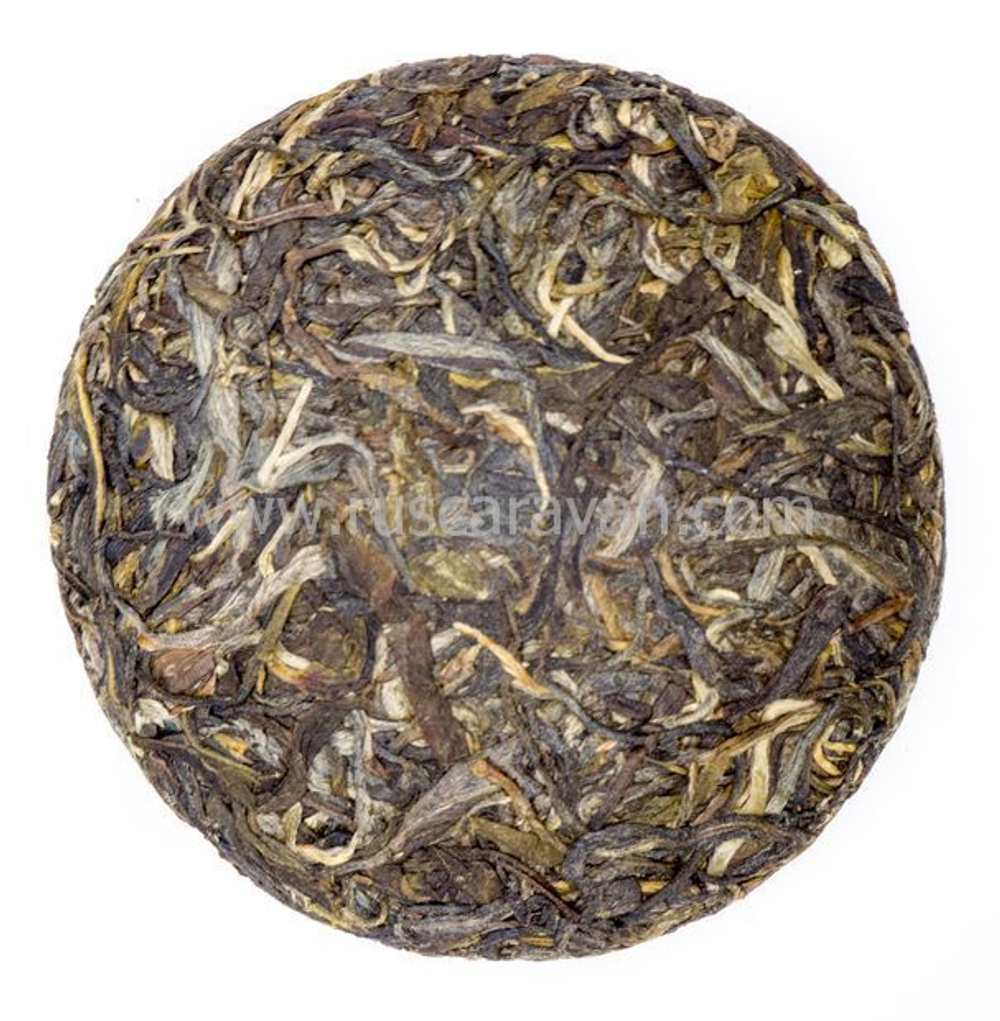 59269 Чай прессованный зеленый Пуэр Шэн "Сэнчжун, Сяохусай", мини бин 100гр