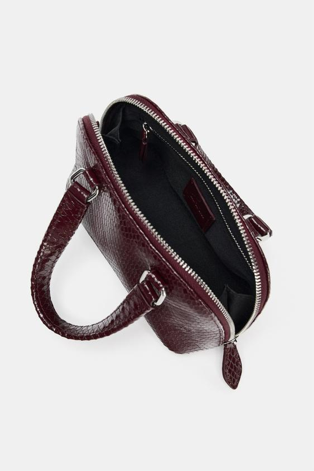 ZARA МИНИ-СУМКА С ТИСНЕНИЕМ, БОРДОВО-КРАСНЫЙ