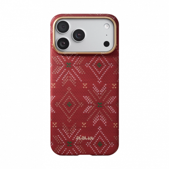 Чехол Pitaka Threads of Winter Ultra-Slim (PitaTap™) для iPhone 17 Pro, красный