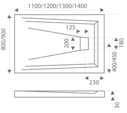Душевой поддон из литьевого мрамора Bas Атриум 130x90см. CТ000016458 схема