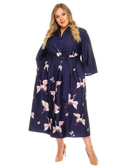 Кардиган свободный, принт Журавли