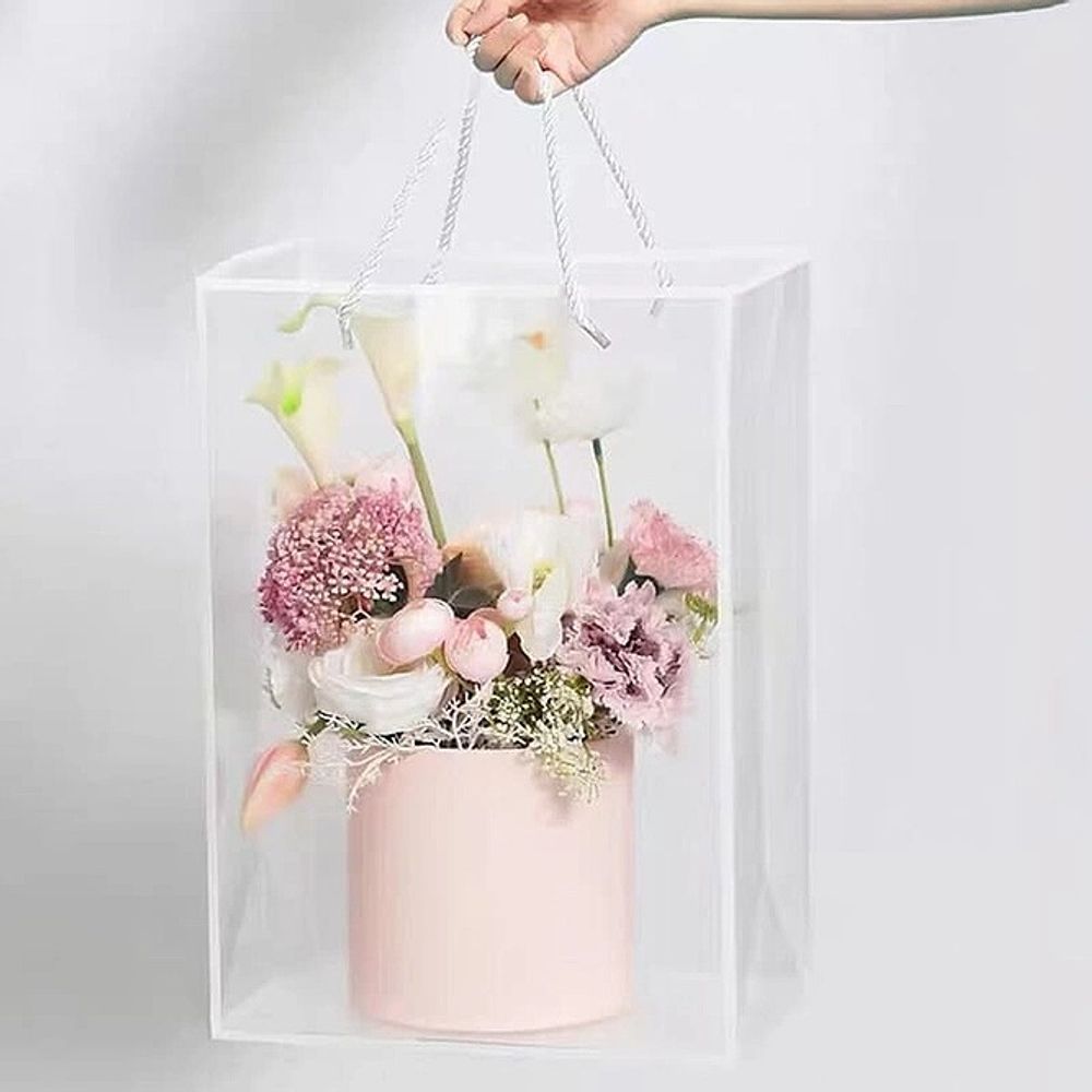 Пакет ПРОЗРАЧНЫЙ 25*15*35 с ручками контур БЕЛЫЙ 