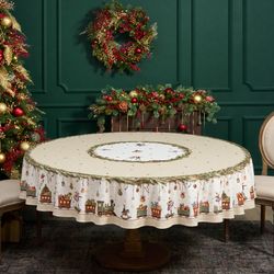 СКАТЕРТЬ КРУГЛАЯ "ЩЕЛКУНЧИК" ,220СМ БЕЖЕВЫЙ 100% ХЛОПОК , ТВИЛ