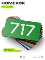Номер на дверь 717, табличка на дверь для офиса, квартиры, кабинета, аудитории, склада, зеленая 120х70 мм, Айдентика Технолоджи