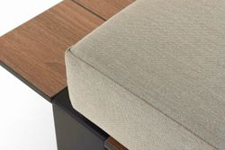 "Тулон" правый модуль, каркас алюминий, HPL "дуб", черный муар, ткань бежевая 15052