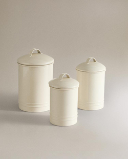 ZARA HOME БАНКА ДЛЯ ХРАНЕНИЯ ИЗ МЕТАЛЛА С КРЫШКОЙ, КРЕМОВЫЙ