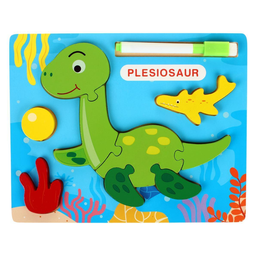 Развивающая игрушка деревянная Пазл с доской и маркером, C-41872