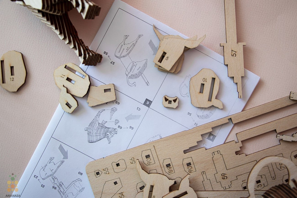 Параметрический Бык (UNIWOOD) - Деревянный конструктор, сборная модель, сборка без клея