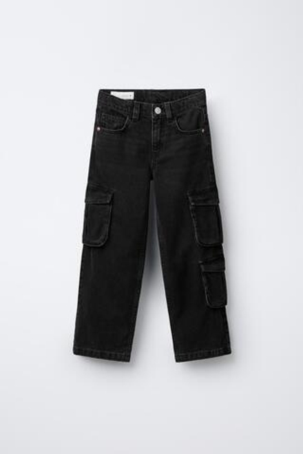 ZARA ДЖИНСЫ MULTICARGO, ЧЕРНЫЙ