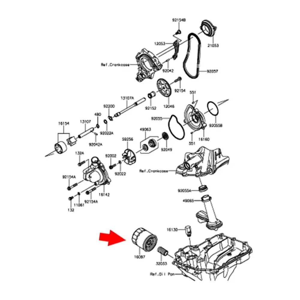 Kawasaki 16097-0011 Масляный фильтр оригинальный