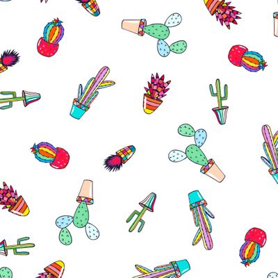 Flowerpots seamless pattern.