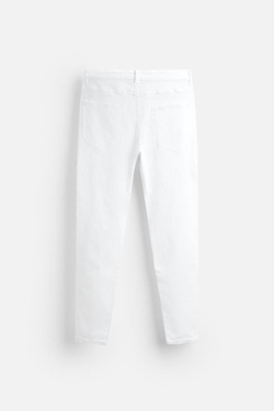 ZARA ДЖИНСЫ SKINNY FIT С РАЗРЕЗАМИ, БЕЛЫЙ