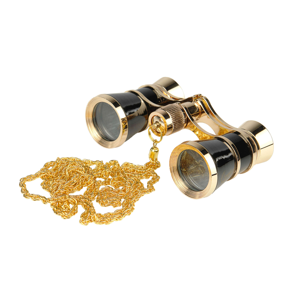 Бинокль театральный Veber Opera БГЦ 3x25 с цепочкой, черный/золотой