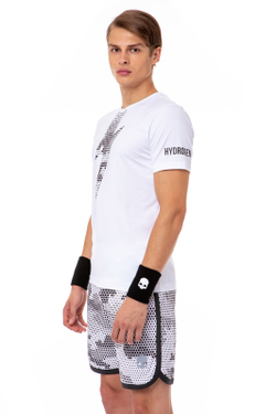 Мужская теннисная футболка Hydrogen Tech Thunderbolt Tee Man - white/black