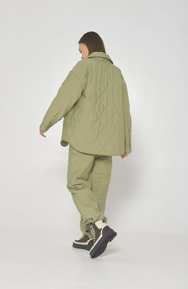 Брюки стёганые AT019 фисташковые - фото 9