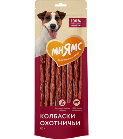 Мнямс Лакомство для собак Колбаски охотничьи 80гр.