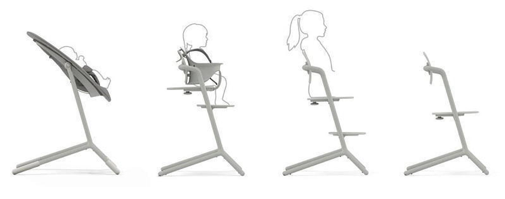 Стульчик для кормления Cybex Lemo 4 в 1 с мягкими чехлами Comfort Inlay Suede Grey/Stunning Black