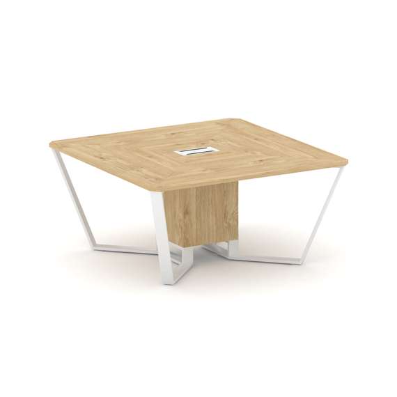 Steel Meet Стол переговорный квадратный KD-PR.B.SP-08 Тиквуд Светлый/Металл Белый 1600*1600*750
