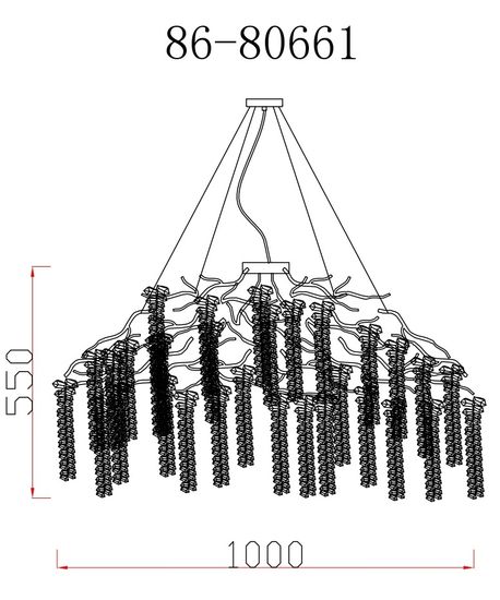 86-80661 Люстра d.100*45 см, металл цвет золото