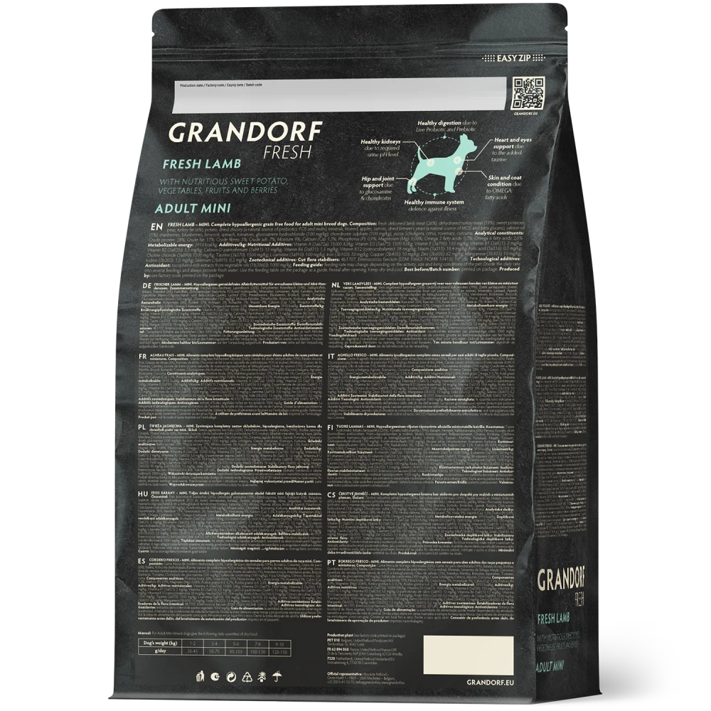 Grandorf Fresh, Fresh Lamb, Adult Mini для собак мелких пород (Свежее мясо ягненка с бататом)