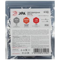 Светодиодная лента ЭРА LS2835 6-60-12-3500K-IP20-1 year-5m нейтральный белый свет