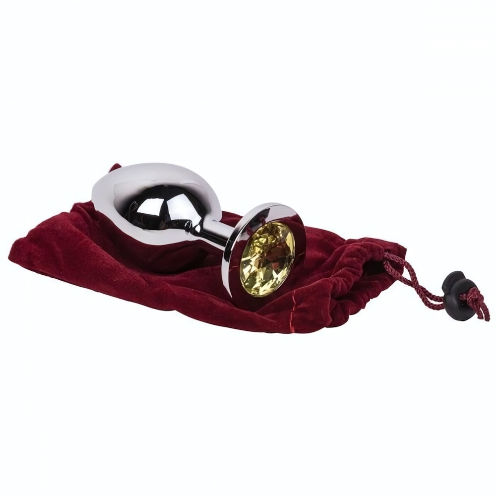 Большой стальной плаг с желтым кристаллом Sweet Lemon - 9,5 см. (Цвет: желтый)