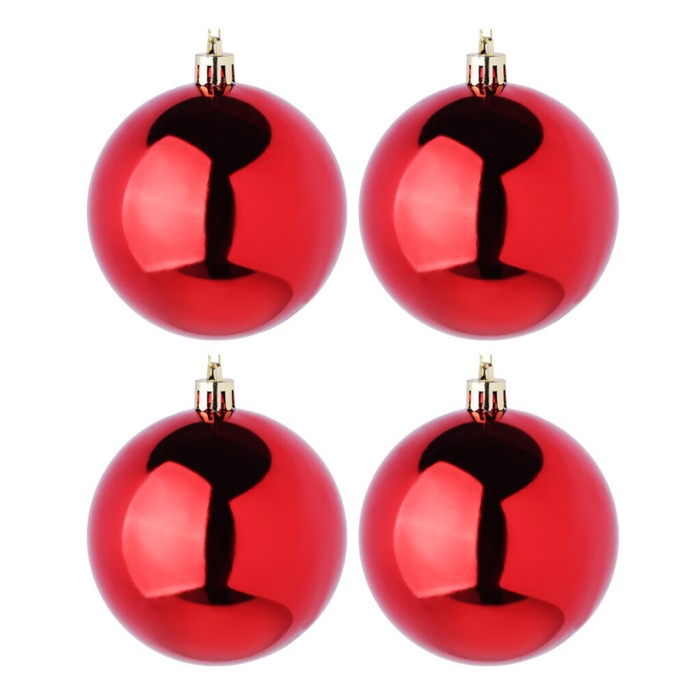 Набор елочных шаров 8 см, 4 шт., красный, пластик