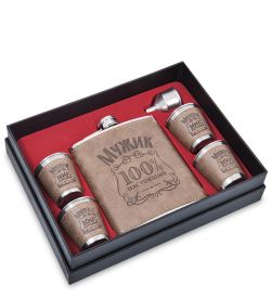 GT-91 Подарочный н-р фляжка с аксессуарами «100% мужик» 500 мл