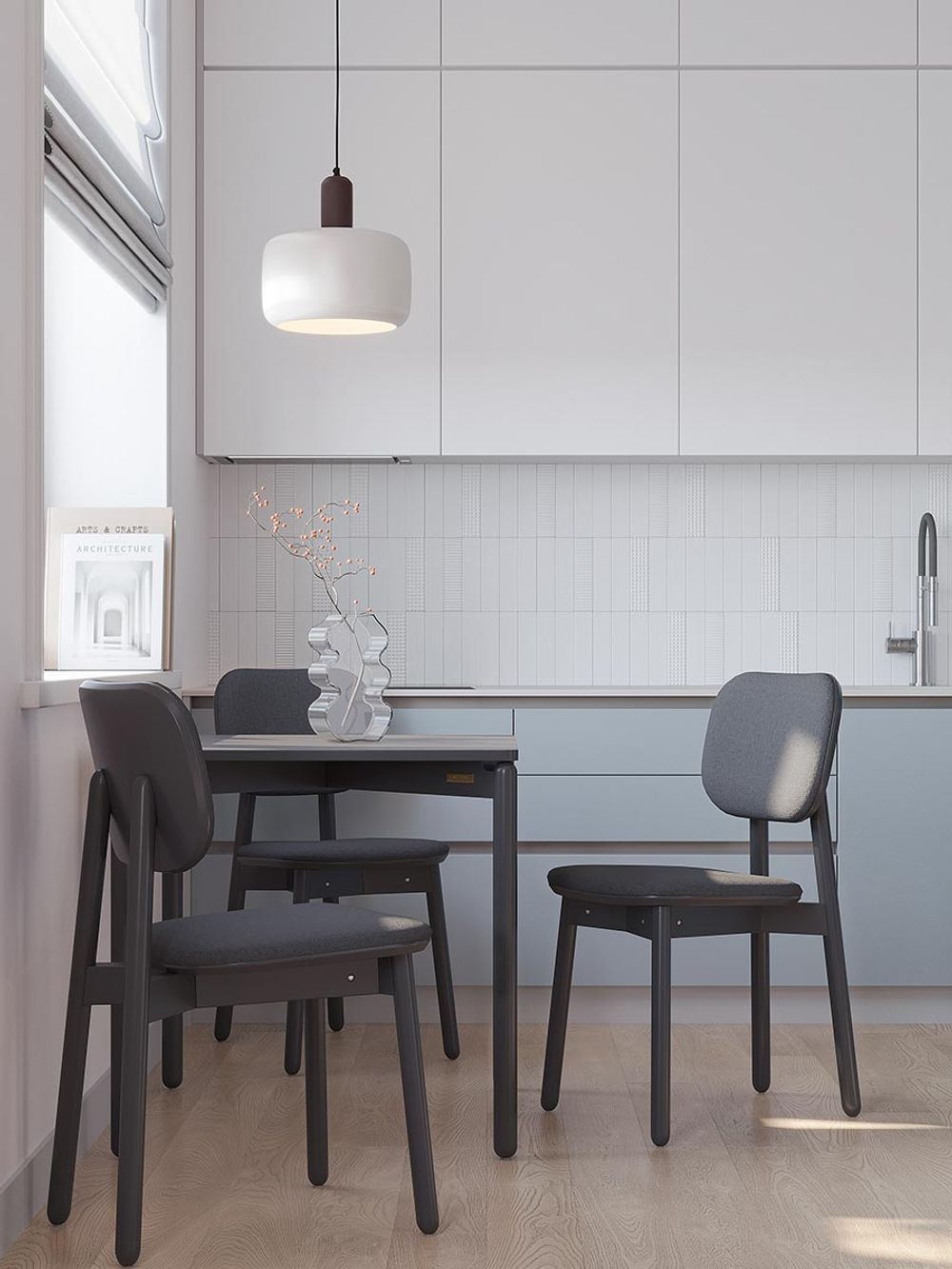 Стул с обивкой Saga, рогожка, темно-серый