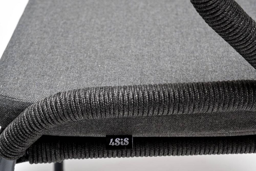 "Венето" обеденная группа на 6 персон со стульями "Милан", каркас темно-серый, роуп темно-серый