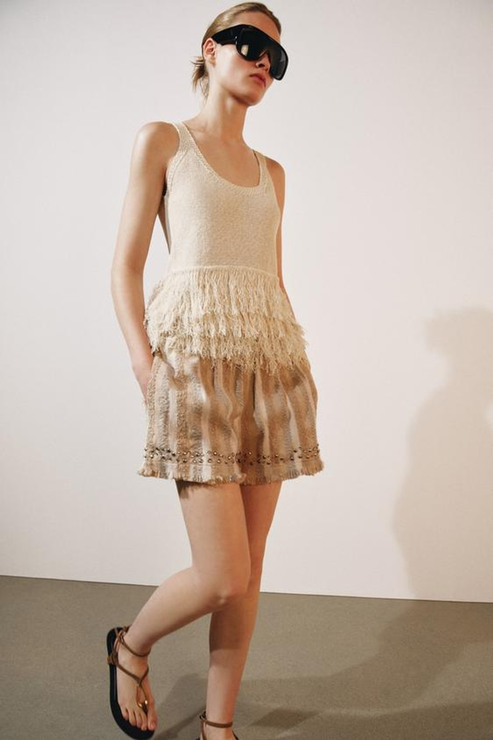 ZARA ШОРТЫ ИЗ ФАКТУРНОЙ ТКАНИ В ПОЛОСКУ — ZW COLLECTION, РАЗНОЦВЕТНЫЙ