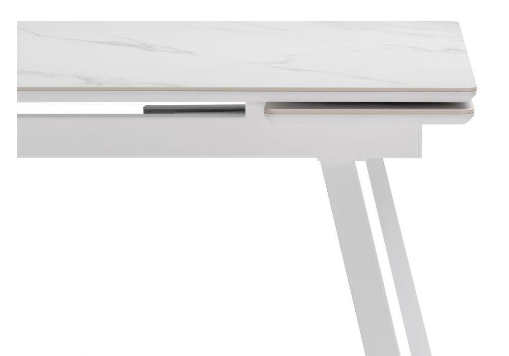 Керамический стол Woodville Норман 140 (200) х 80 белый мрамор alpin white, snow white, белый, ножки белые