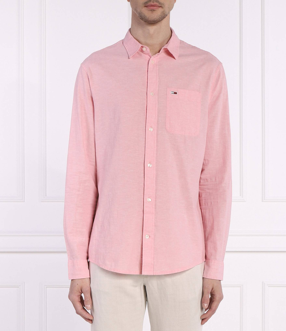 Льняная рубашка Tommy Jeans - розовый(DM0DM18962)