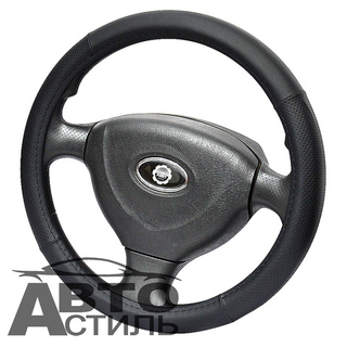 Оплетка на руль круглая Coolpart MAXIMAL (37*38) к/з черный/черный 009BL-BL