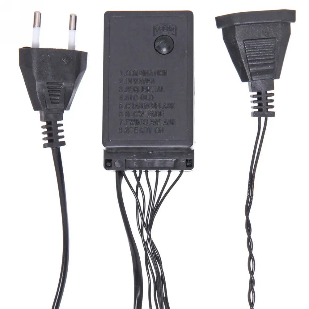 Гирлянда для дома «Кристаллы» 9,5 м 100 ламп LED черный пров., 8 реж.,IP-40, Теплый белый (возможность соединения)