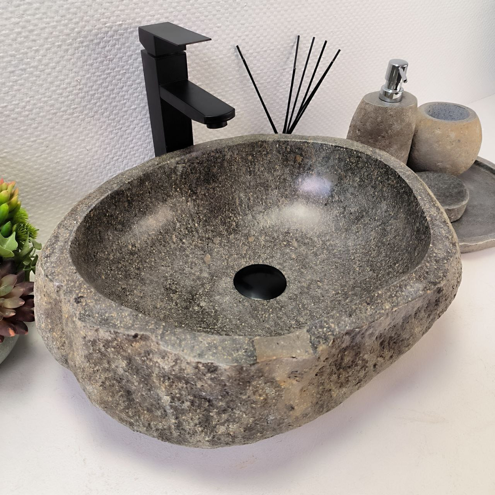 Раковина из речного камня RS-64120 (48*38*15) 0122