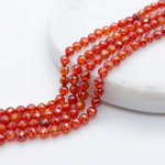 Фианит (кубический цирконий), цвет огненно-красный, размер 4 мм, цена за отрезок 19 см (1/2 нити)