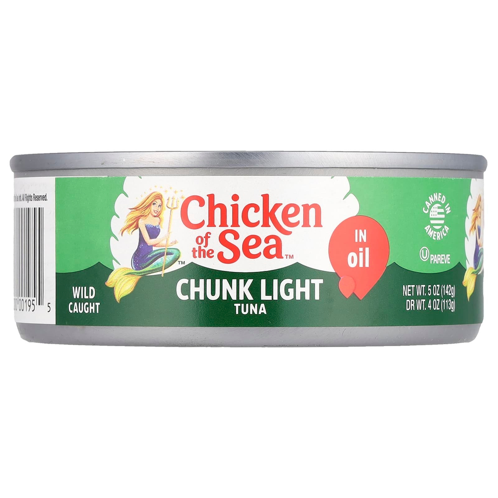 Chicken of the Sea, Кусочки светлого тунца в масле, 142 г (5 унций)