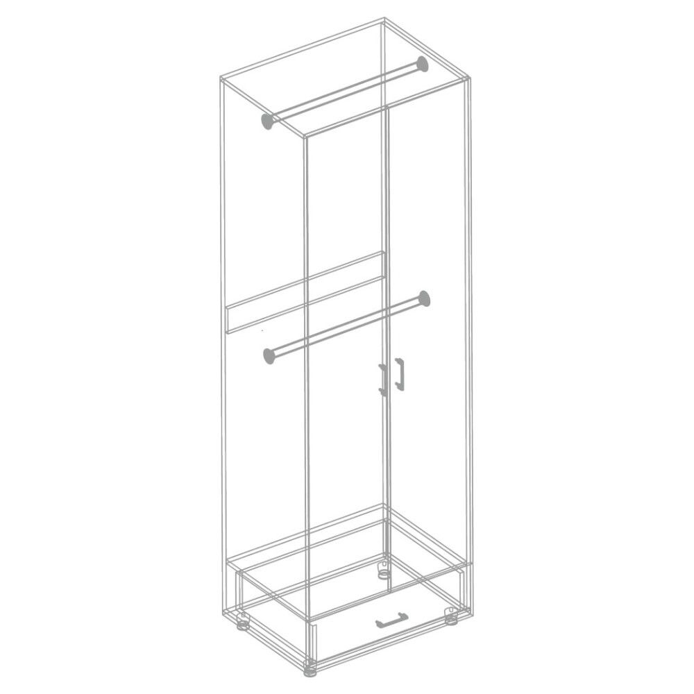 Шкаф 2-ств с ящиком и 2 штангами МС "Сандра" (Белый лофт)