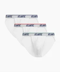 Мужские трусы (3шт) слипы танга Atlantic 3MP-220, хлопок, белый