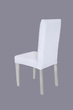 Чехол на стул без оборки Стрейч, цвет Белый, Набор 4 шт.