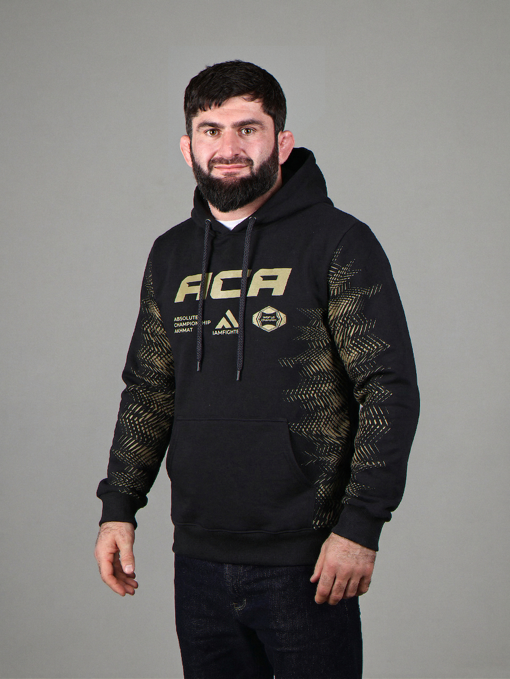 Худи черно-золотой АСА с начёсом