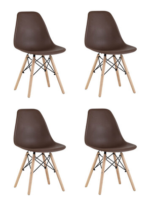Стул Eames Style DSW коричневый x4 (разборный каркас)