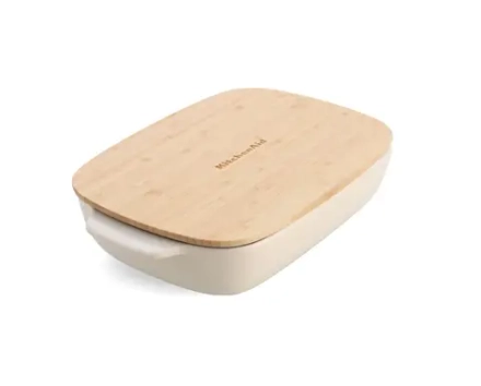 KitchenAid Керамическое блюдо 40x25x8,8 см + крышка миндальный крем