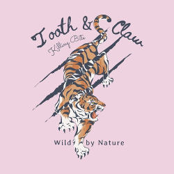 принт с тигром Tooth and claw розовый