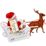 Дед Мороз музыкальный 20*30 см в красной шубе с упряжкой (работает от 3*АА - в комплект не входят)