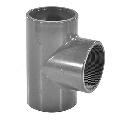 Тройник НПВХ Дн 110х4"х90гр Ру16 серый напорный ВР под клеевое соединение Aquaviva TWT1100