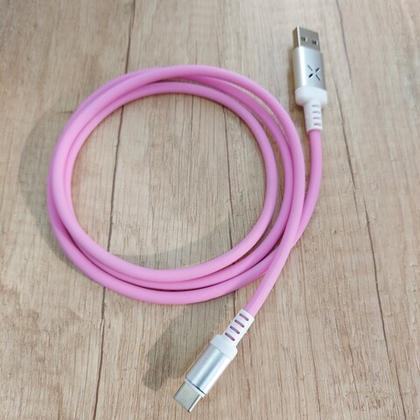 USB cable Type-C светящийся голос.упр. pink Full Power