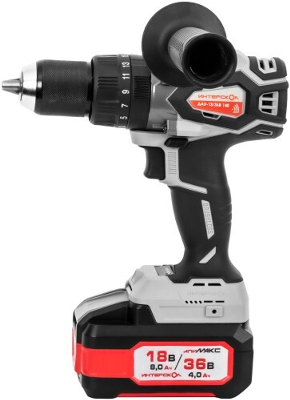 Дрель-шуруповерт аккумуляторная ИНТЕРСКОЛ ДАУ-13/36В 140 (кейс, 2 АКБ 2,0Ач, ЗУ) 852.2.2.70